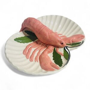 VTG Lobster Platter with Figural Lobster Handle, Beach Theme Serving Platter